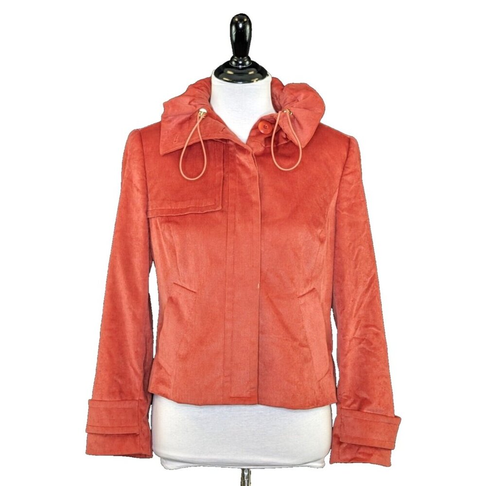 Carlisle Burnt Orange Corduroy Cropped Hooded Jacket